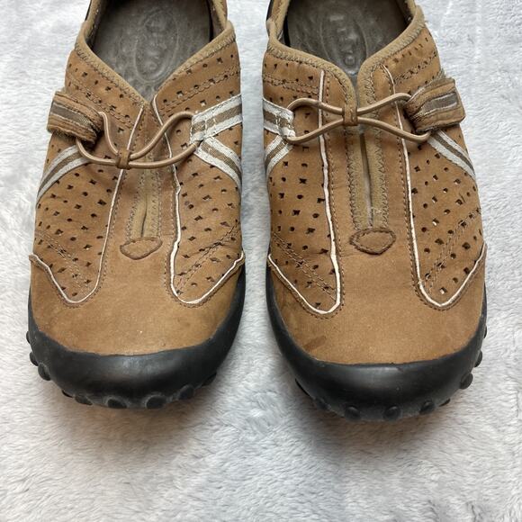 Clarks Privo Tequini Shoes Womens 9M Brown Suede Perforated Hook Loop Driving - Picture 3 of 10